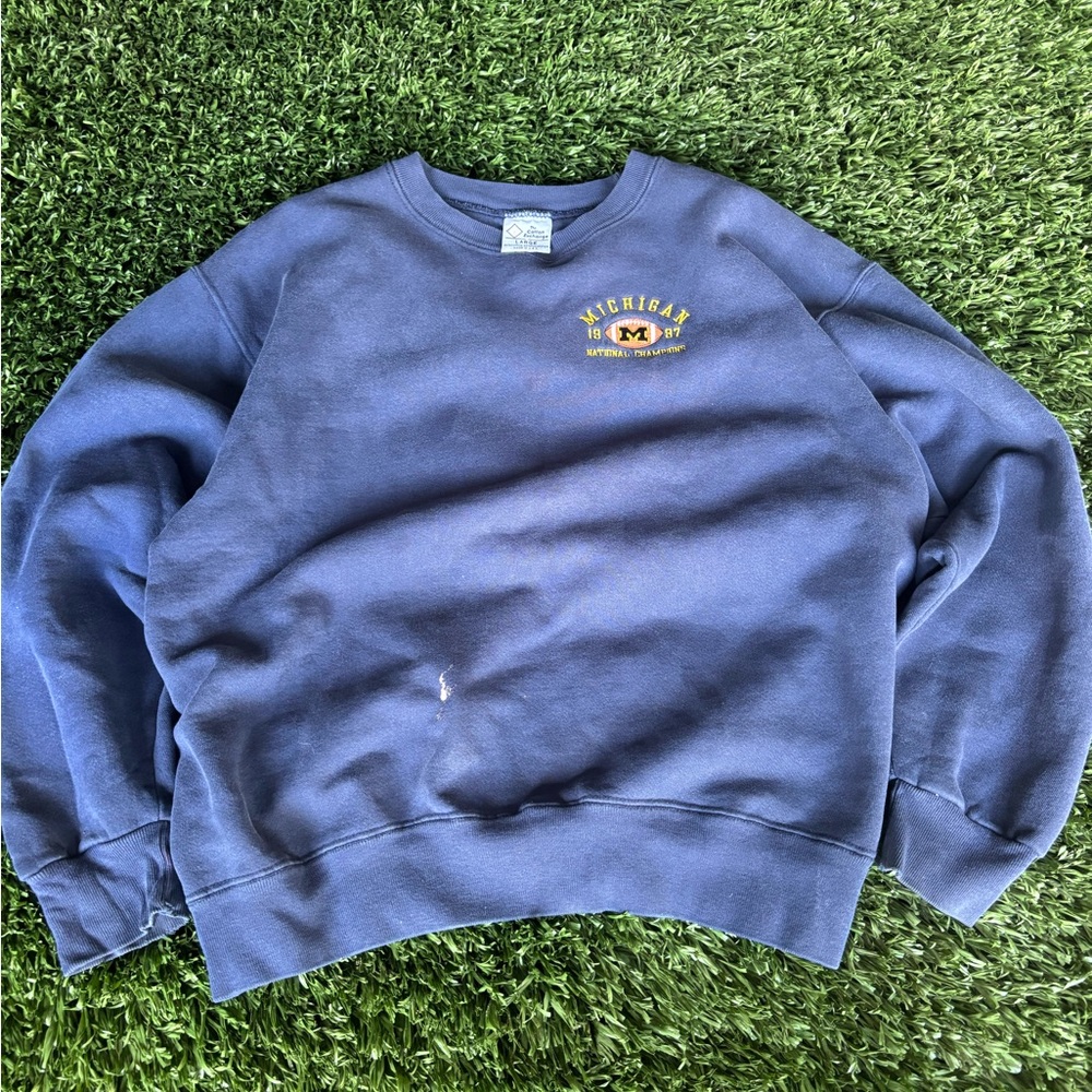 MICHI Navy Sweatshirt with Gold Embroidery